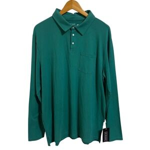 KicKee Green Organic Cotton Bamboo Blend Long Sleeve Performance Jersey Polo 2XL